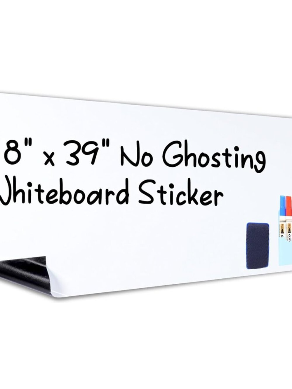 White Board Dry Erase, 18" x 39" Self-Adhesive Sticker, No Ghosting